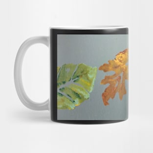 Spring leaf meets autumn leaf, acrylic painting, Thanksgiving Mug